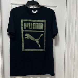 Puma Men's Tee with Black and Metallic Logo